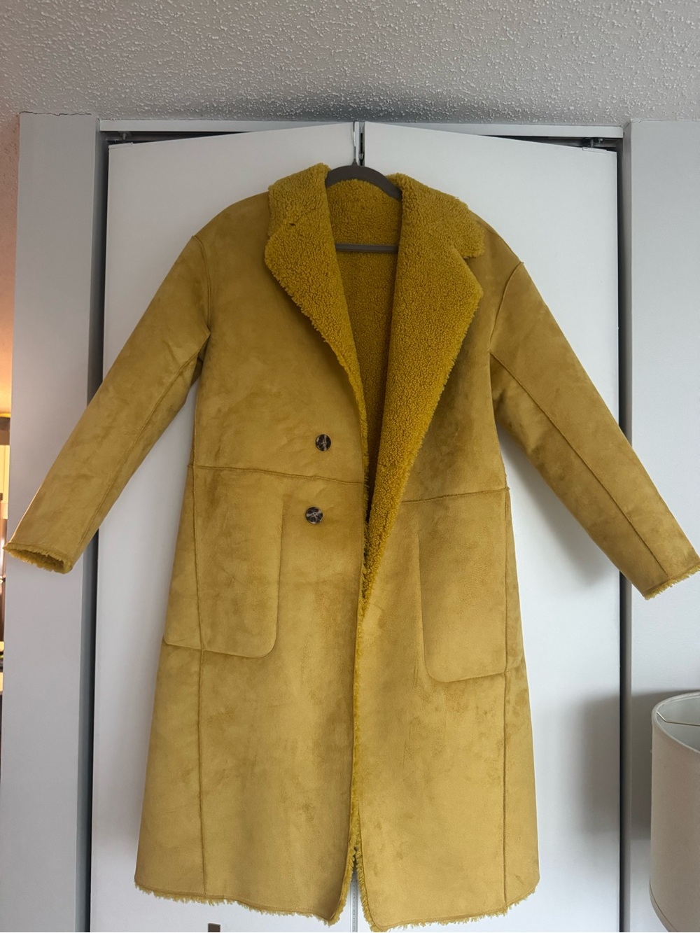 Scotch & Soda Mustard Faux-Shearling Trench Coat